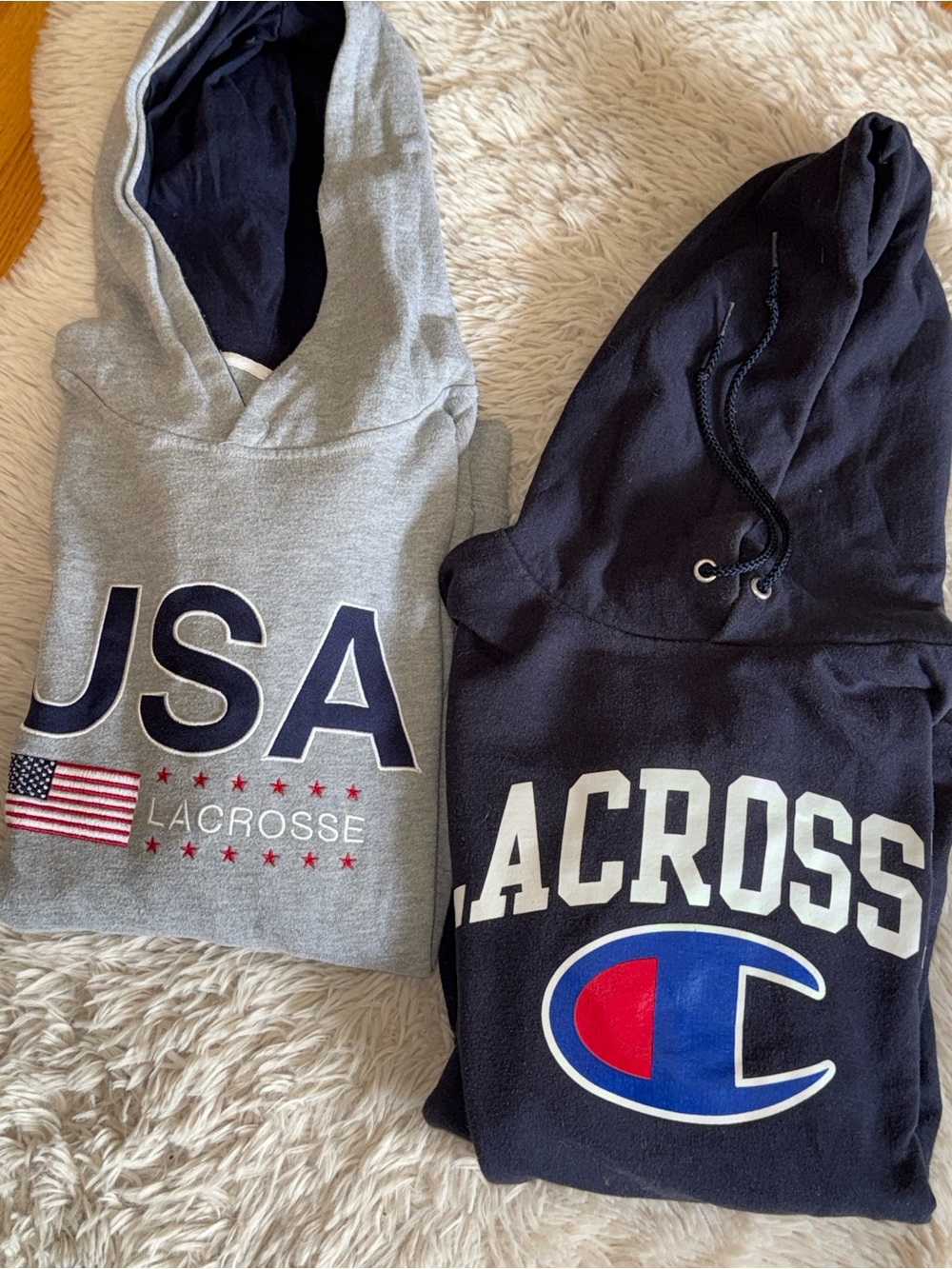 Set of 2- Navy Champion Lacrosse & Grey Lacrosse Unlimited Adult Small